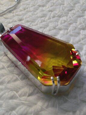 Gorgeous PINK & YELLOW BI-COLOR TOURMALINE Handmade Sterling 925 Necklace #701E